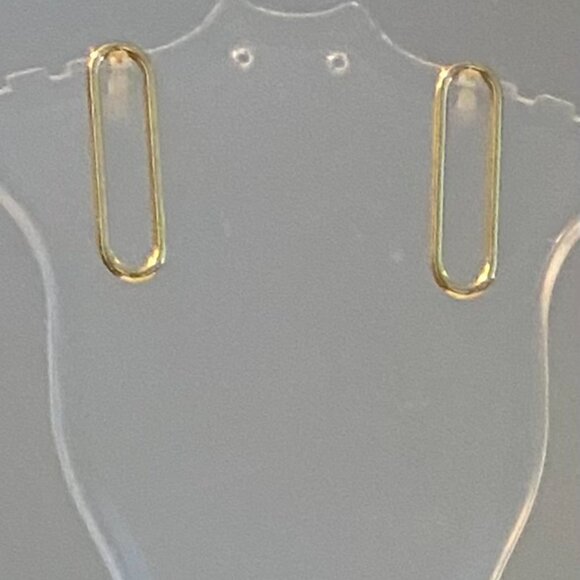Gold plated paperclip earrings, 925SS post, NEW - Picture 3 of 5